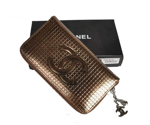 AAA Chanel Leather Long Zipper Wallet A20312 Bronze Online